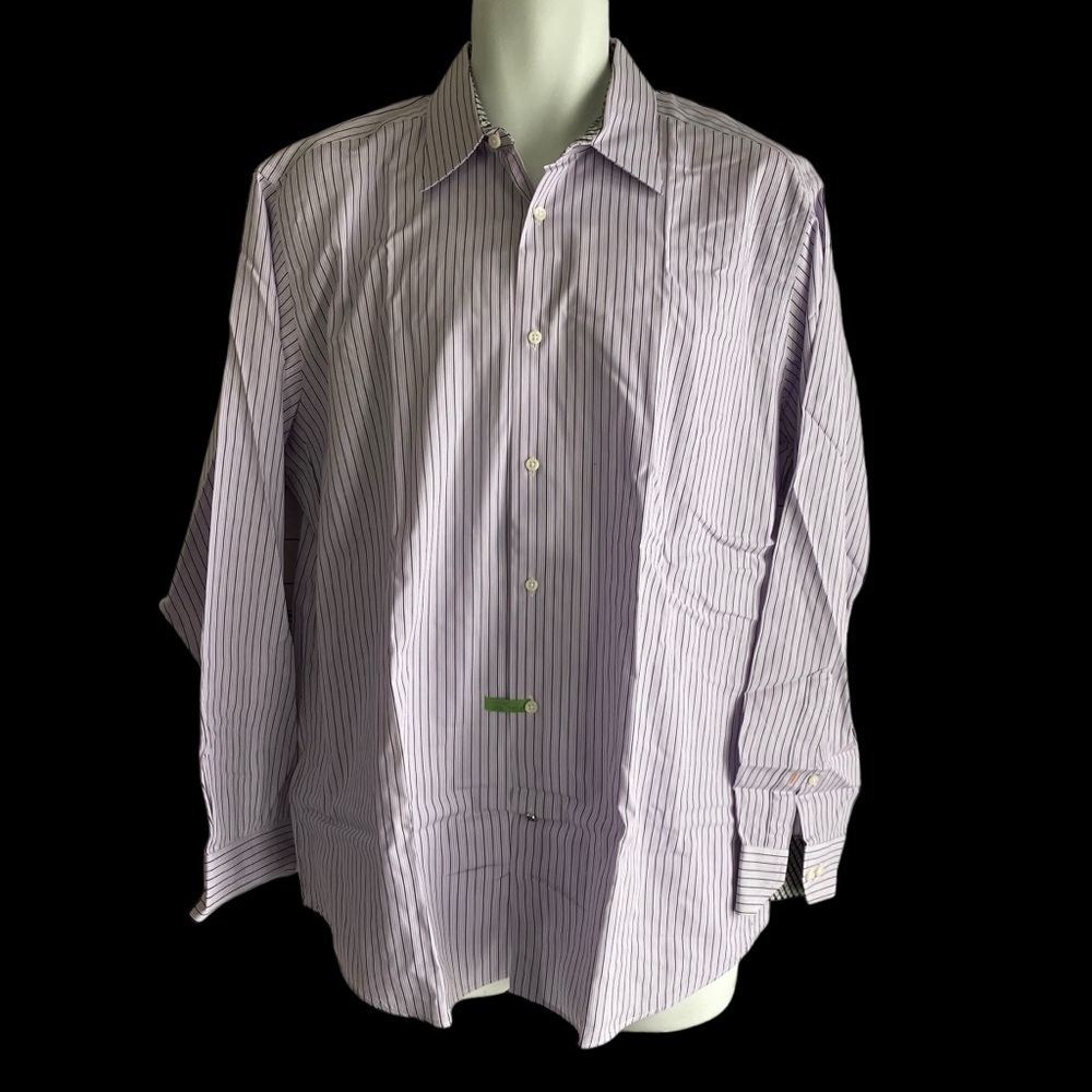 Ben Sherman Men's Shirt 17 34/35 XL Lavender Black White Striped LS